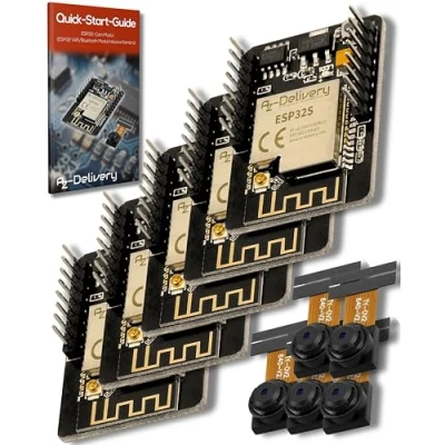 Bild av AZDelivery 5 X ESP32 Cam Module + Bluetooth 5V Dual Core 32 bitars CPU med 2MP kamerautvecklingskort kompatibel Arduino inklusive E bok!