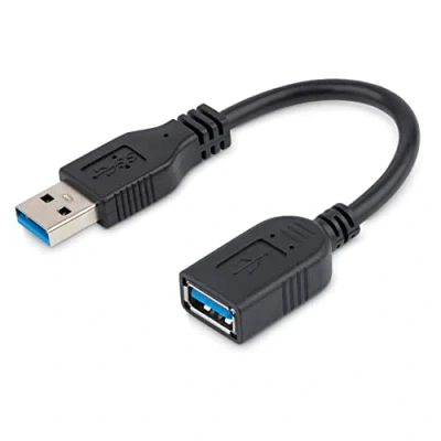 Bild av StarTech.com 15 cm USB 3.0 förlängningskabel 3 typ A kabel förlängning kontakt/uttag svart