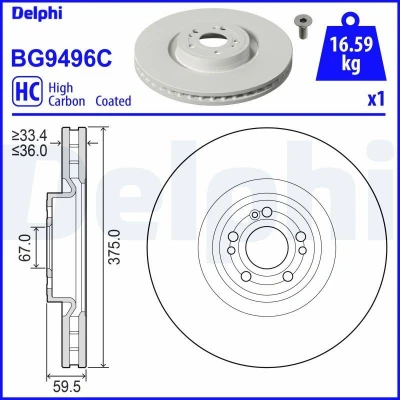 Bild av Bromsskiva DELPHI BG9496C
