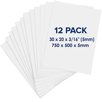 Bild av Foam Board Large 750 x 500 5mm 12 Pack Skumskiva (Foam Core Board), syrafri, dubbelsidig, Skyltbräda Skumbräda för montering, hantverk, modellering, konst, presentation och vetenskapsprojekt