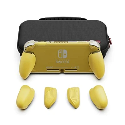 Bild av Skull &amp; Co. GripCase Lite Bundle: A Comfortable Protective Case with Replaceable Grips [to fit All Hands Sizes] for Nintendo Switch [with Carrying Case] Yellow