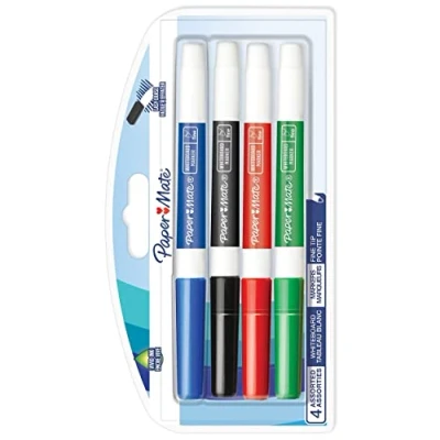 Bild av Paper Mate Low Odour Whiteboardpennor Fin spets Sorterade bläckfärger 4 stycken
