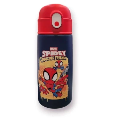 Bild av SPIDER MAN Termisk vattenflaska, Blåröd Vattenflaska för barn med sugrör, 460 ML SPIDERMAN grundskola Rostfritt stål som håller temperaturen upp till 24 timmar