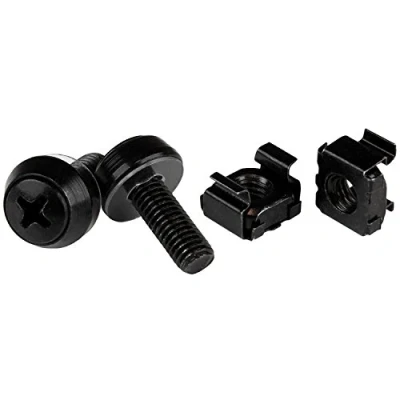 Bild av StarTech.com M6 burmuttrar och skruvar 50 pack 12 mm rackskruvar svart (CABSCREWM6B)