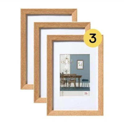 Bild av Walther design EF030E3 Fiorito bildram, ljus ek, 20 x 30 cm, 3 pack, träram med passe partout