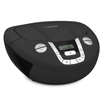 Bild av TechniSat VIOLA CD 1 bärbar stereo spelare, boombox med praktiskt bärhandtag (CD radio för barn, FM radiomottagare, Bluetooth mottagning, 2 x W RMS effekt, nätdrift och batteridrift) Svart