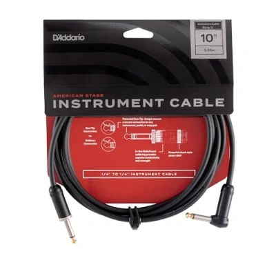 Bild av D&#039;Addario High End &quot;American Stage&quot; gitarrkabel Högsta kvalitet hos det utvalda tillbehörsmärket PW AMSG 10 3 meter 1 vinklad kontakt
