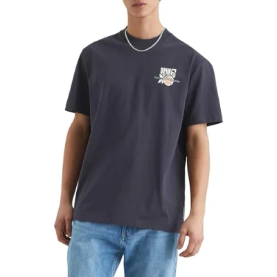Bild av Marc O&#039;Polo Denim Orange Fibre Capsule Print Tshirt med print, Storlek: Large, True navy