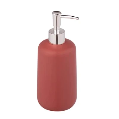 Bild av Allstar Seifenspender Olinda, nachfüllbarer in konischer Form, Handseifenspender mattiertem Finish, hergestellt aus Keramik, Pumpaufsatz Silber, Füllmenge 500 ml, 8 x 20 7,7 cm, Rot