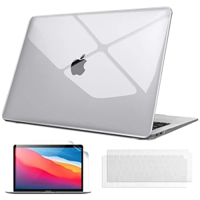 Bild av FINTIE fodral kompatibelt med MacBook Air 13 M1 (A2337)/Air 2020, 2019, 2018 (A1932/A2179), i tunn hård plast tangentbordsfilm och skärmskydd, transparent kristallin