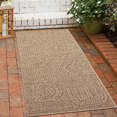 Bild av CARPETIA Yttermatta inomhus och utomhusmatta 80 x 150 cm sisalutseende naturligt beige brun trädgård terrass balkong kök