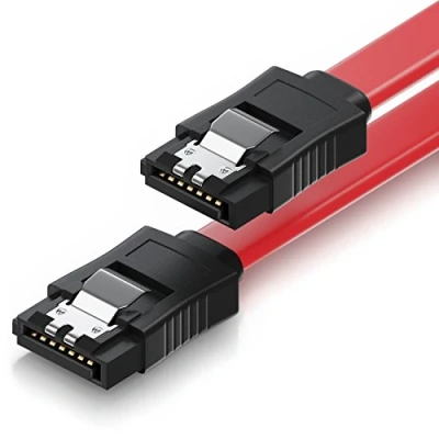 Bild av deleyCON 50cm SATA III Kabel S ATA 3 Datakabel HDD SSD Anslutningskabel Metallklämma 6 GBit/s 2 Raka L Typ Pluggar Röd