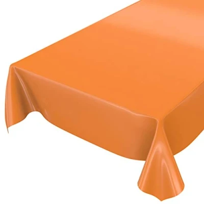 Bild av Anro Tvättbar bordsduk, blank vaxduk, enfärgad, orange, skuren kant, 120 x 140 cm