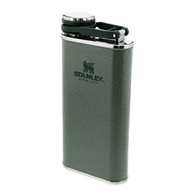 Bild av Stanley Classic Wide Mouth Flask 0.23L Hammertone Green with Never Lose Cap Fickplunta i rostfritt stål med stor öppning för enkel påfyllning och hällning BPA FRI läckagesäker plunta