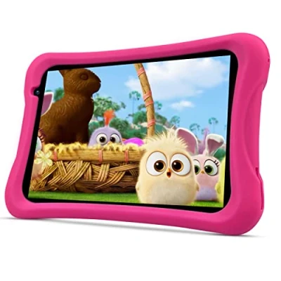 Bild av PRITOM Android 10, 8 tums barnsurfplatta, barnsäkring, barn app, fyrkärnig processor, 2 GB RAM, 32 ROM, HD IPS skärm, dubbel backkamera, med fodral för (rosa) ..
