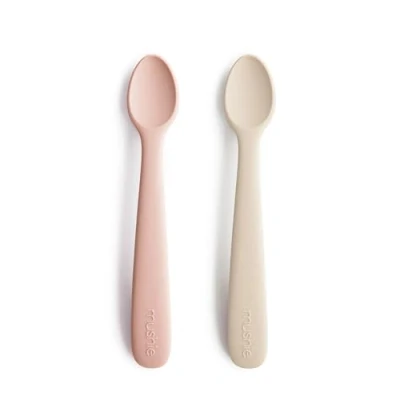 Bild av Mushie Silikonskedar för Bebisar 1x Set med 2 och Småbarn Material: Livsmedelsgodkänd Silikon Diskmaskinssäker Blush