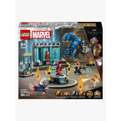 Bild av LEGO Marvel Iron Mans labb: rustningarnas sal, Byggleksak med superhjältetema, minifigurer och robot, Byggset Avengers för barn, Present till pojkar flickor från 8 år 76315