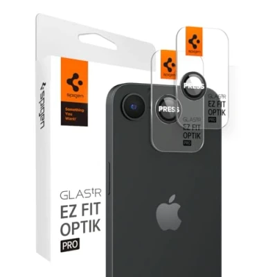 Bild av Spigen Glas.tR EZ Fit Optik Pro Kamera Skärmskydd kompatibel med iPhone 16e, 2 Stycken, Black, Inget fel på blixtfunktionen, 9H härdat Glas