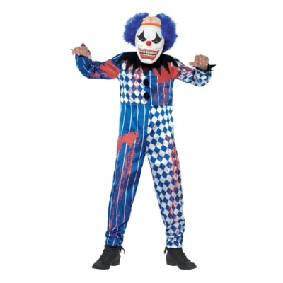 Bild av Halloween! Smiffys maskeraddräkt onda clown Deluxe, med en del, EVA mask inklusive hjärna och hår
