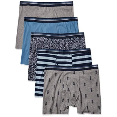 Bild av Amazon Essentials Men&#039;s Märkesfria boxertrosor, Pack of 5, Ananas/Blommigt tryck/Rand, XXL