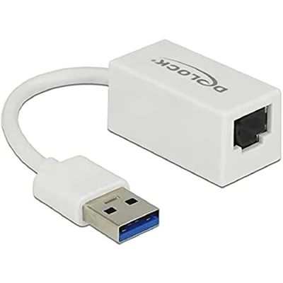 Bild av DeLock adapter USB A 3.1 Gen 1 (kontakt) RJ 45 Gigabit LAN, vit