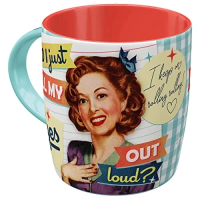 Bild av Nostalgic Art Kaffemugg I retrostil, Did just roll my eyes out loud Presentidé för nostalgiälskare, av keramik, vintagedesign med ordspråk, 330 ml
