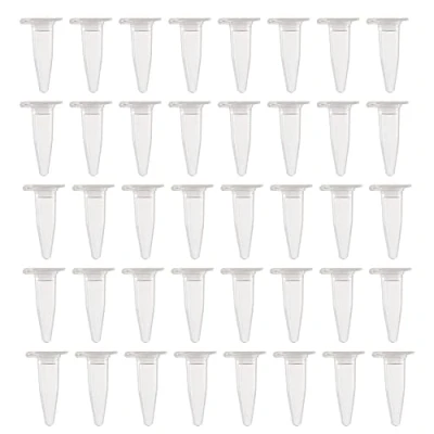 Bild av HUAZIZ 500 stycken mikrocentrifugrör, reaktionskärl tygkapslar 0,2 ml transparent, plast centrifug provrör provförvaring vial med snap cap, konisk botten