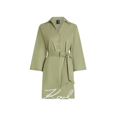 Bild av KARL Lagerfeld DNA Signature Sheer Beach Strandaccessoar, Storlek: Medium, Oil green