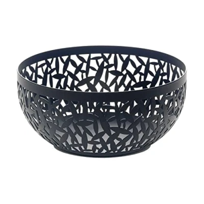 Bild av Alessi Cactus MSA04/21 B Design fruktskål, perforerad, tillverkad av stål, epoxibelagd, svart, 21 x 9,5 cm