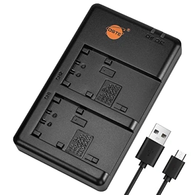 Bild av DSTE Snabbladdande USB dubbel batteriladdare kompatibel med Sony NP FP50 FP51 FP70 FP90 FH50 FH100 FV50 FV70 FV100 batteri