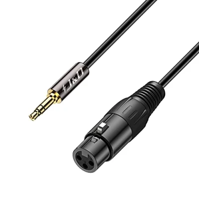 Bild av J&amp;D XLR till 3,5 mm mikrofonkabel, PVC skalad hona 1/8 tum TRS hanebalanserad kabel tums adapter för DSLR kamera, datorljudkort (2.7 Meter)