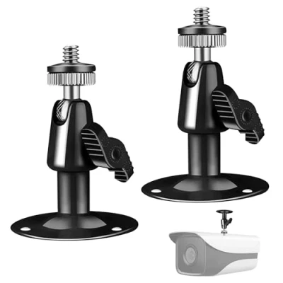 Bild av Väggfäste kamera justerbar kamerahållare, mini metall säkerhetskamera hållare vägg utomhus 360 grader kommer att övervakas med skruvar för inomhus och utomhus, 2 stycken