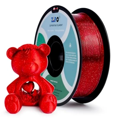 Bild av ZIRO PLA Glitter Filament 1.75mm 3D Printer Twinkling Color Series 1KG(2.2lbs Dimensional Accuracy 0.05mm,Twinkling Röd