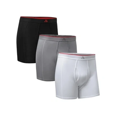 Bild av DANISH ENDURANCE Bambu boxershorts för män, underkläder som andas, mjuka antibakteriella byxor, valfri öppen fluga, 3 pack, Flerfärgad (1 x svart, 1 grå, vit) med gylf, L