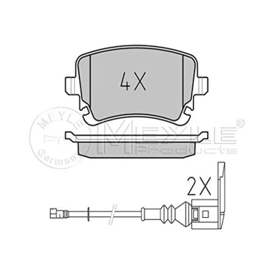 Bild av MEYLE 025 233 2617/W Jeu de plaquettes frein ORIGINAL Quality Essieu arrière contact signal d&#039;usure inclus avec tôle anti bruit