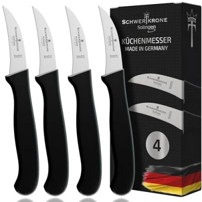 Bild av Svärdkrona Solingen set om 4 knivar böjd kökskniv, fågelnäbb, grönsakskniv, skalkniv, rostfri, 5,7 cm, supervass, diskmaskinssäker