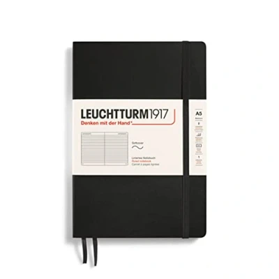 Bild av LEUCHTTURM1917 308290 Notebook Medium (A5) Softcover, 123 numrerade sidor, linjerad, svart
