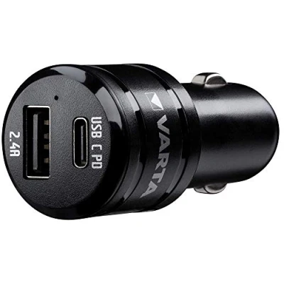Bild av VARTA Car Charger Dual USB Fast 2 Port laddare med Typ C PD 3.0A, A 2.4A, 30W, för snabb laddning