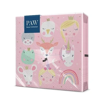Bild av PAW Papper Servetter 3 Lager (33 x 33 cm) I 20 enheter med födelsedagsdesign Flicka och pojke Dekorerade pappersservetter för födelsedag, Party Färg: Magical Friends