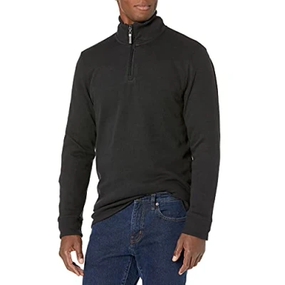 Bild av Amazon Essentials Herr kvarts dragkedja fransk ribbtröja, svart, X Small