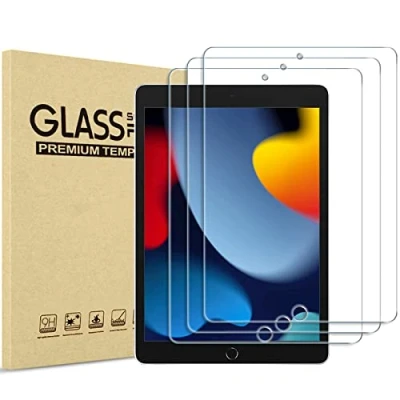 Bild av ProCase [3 stycken skyddsfilm för iPad 10,2 tum 9. /8. /7. Generation 2021/2020/2019, skärmskydd 9H härdat glas, skärmskyddskåpa klar