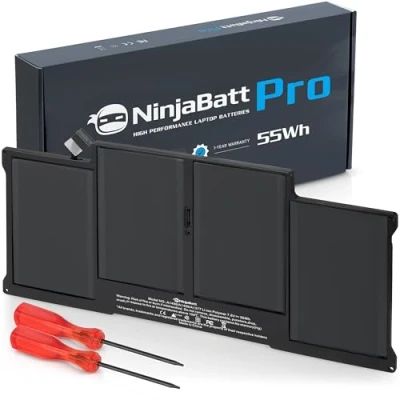 Bild av NinjaBatt batteri A1466 A1496 för Apple MacBook Air 13 tum [2010 2011 2012 2013 2014 2015 2016 2017 år] A1369 A1405 A1377 High Performance [7 200 mAh/55 Wh/7,6 V