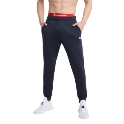 Bild av Champion joggingbyxor för män, powerblend fleece joggingbyxor, manschettankel träningsbyxor 79 cm innersöm, Navy 549314, M