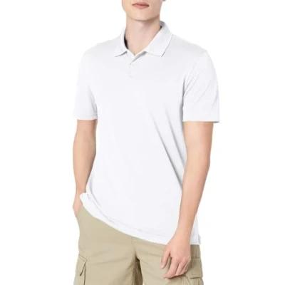 Bild av Amazon Essentials Men&#039;s Golfpikétröja smal passform snabbtorkande, Vit, L