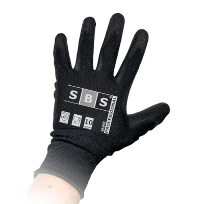 Bild av SBS Nylonhandskar/Arbetshandskar/Byggnadshandskar, Storlek 10 XL, Svart, 12 par