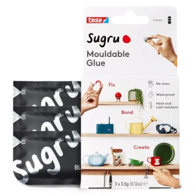 Bild av Sugru by tesa Formbart lim, 3 pack, x 3,5 g, Svart mångsidigt lim för dekoration, limning, reparation och kreativa gör det själv projekt