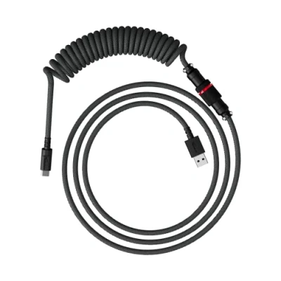 Bild av HyperX spiralkabel hållbar spiralkabel, snygg design, 5 polig pilotkontakt, USB C till A grå/svart