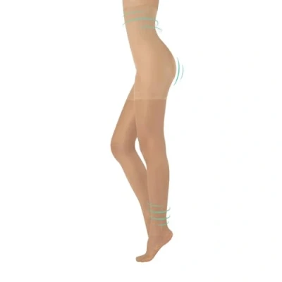 Bild av CALZITALY hög midja formare tights kompression 8 mm/hg, kontrollkropp och ben avslappning, formande strumpbyxor S, M, L, XL, XXL, 3XL, 4XL 20 den svart, naturlig Made in Italy, Soleil, L
