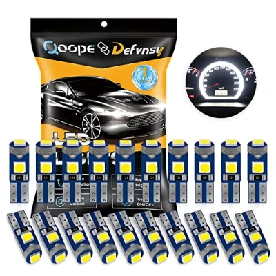 Bild av DEFVNSY 20 pack vit T5 W3W W1,2 W 73 74 286 17 18 27 37 70 79 85 86 2721 superljus 3030 3SMD LED lampa för bil auto sidomätare instrumentpanel ljus lampkupol och kartljus 12 V
