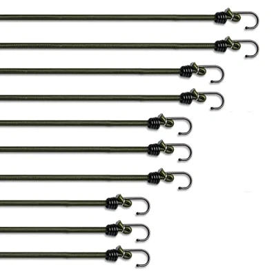 Bild av Pluvios Kraftiga bungee snören med krokar 10 pack blandning av storlekar multifunktionellt elastiskt snöre för bagageremmar, bil väderbeständig och UV beständig elastisk stötsladd klämmor